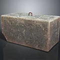 Rustic Stone Storage Box with Red Handle for Home Living Essentials 3d model