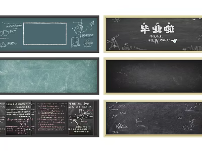 Decorative Chalkboard Hanging Ornaments With Hand Drawn Patterns And Graduation Theme Designs 3d model