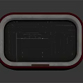 Modern Transparent Furniture Piece With Red Frame And Decorative Design