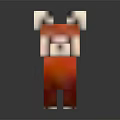Pixelated Red Panda Figure With White Face And Striped Tail