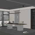Modern Home Study Desk Bookcase Ornaments Vase Book Single Chair Stool Decorative Cabinet Computer 3d model