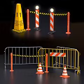 Public Facilities For Construction Sites With Traffic Cones Metal Barriers And Caution Tape