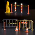 Modern roadblock road sign traffic sign traffic cone construction warning tool 3d model