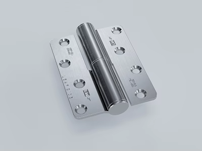 Stainless Steel Door Hinge With Mounting Holes And Engraved Details 3d model