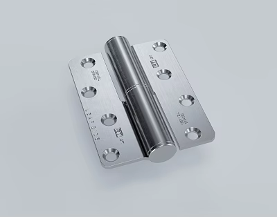Stainless Steel Door Hinge With Mounting Holes And Engraved Details 3d model