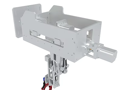 White Metal Mechanical Component With Holes Connectors And Red Blue Cables 3d model