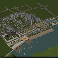 Aerial View Planning Featuring High Rise Buildings Road Network Waterfront Marina and Green Spaces