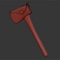 Traditional Handcrafted Axe With Leather Sheath Wooden Handle And Brass Accent