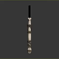 Black Axe With Red Cracks And Bone Handle Wrapped In Brown Straps