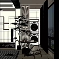 Cozy Home Balcony With Washing Machine Plant Table Chair And City View