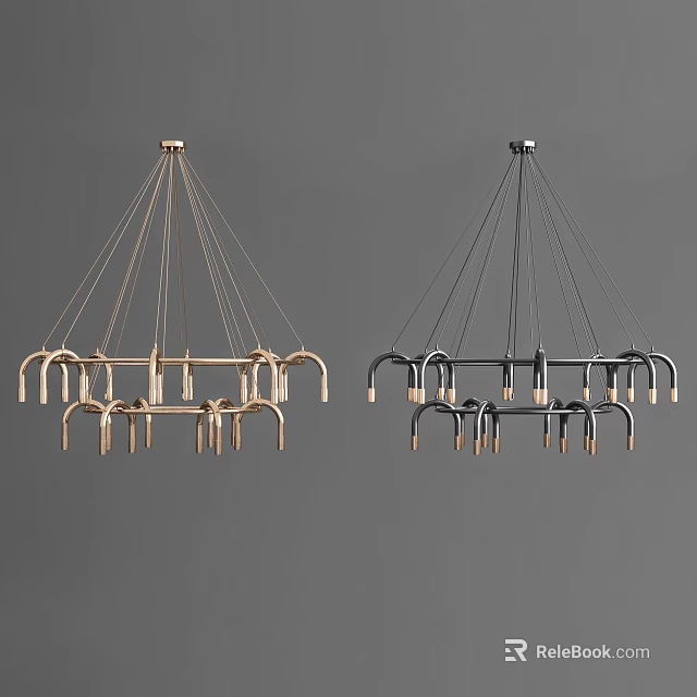 Modern Gold and Black Chandeliers Contemporary Design with Hanging Arms for Interior Decoration 3d model 