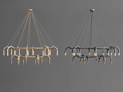 Modern Gold and Black Chandeliers Contemporary Design with Hanging Arms for Interior Decoration 3d model