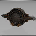 Ornate Circular Decorative Component With Metallic Wooden Textures Intricate Patterns And Wing Like Ornaments