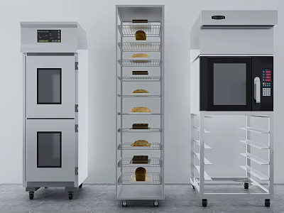Stainless Steel Kitchen Appliances With Bread Storage Racks Multiple Shelves And Screens 3d model