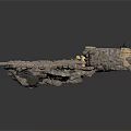 Detailed 3D Model Scene Components Featuring Stone Walls Wooden Beams And Ruins Structure