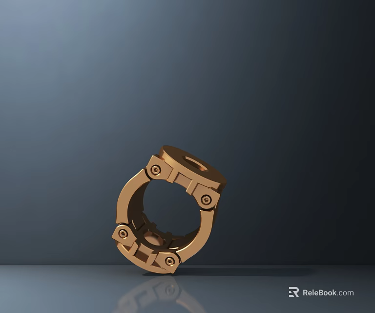 Golden Circular Sculpture With Intricate Metal Craft And Geometric Design Details 3d model 