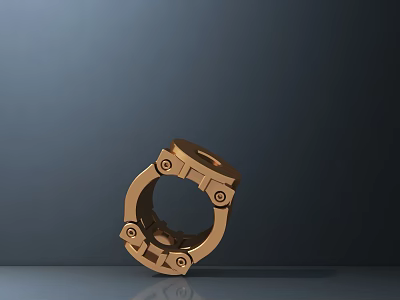 Golden Circular Sculpture With Intricate Metal Craft And Geometric Design Details 3d model