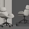 Modern White Leather Office Chair With Swivel Base And Wheels For Contemporary Workspace