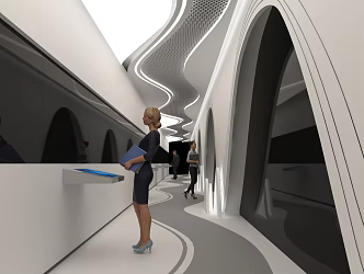 Modern Office Space Modern Factory Office Corridor Away Decorative Modeling Creative Corridor 3d model