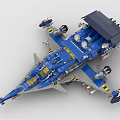 Blue Building Blocks Spaceship Construction Toy Model With Detailed Wings Cockpit And Intricate Parts