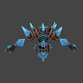 Frost Crystal Armored Mythical Creature Character With Spiked Wings And Blue Brown Details