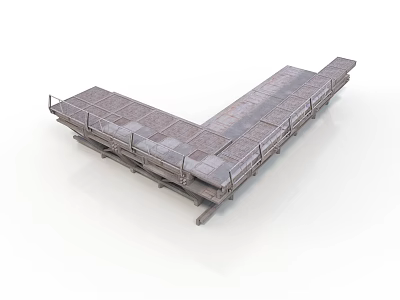 Industrial Metal Platform Equipment With L shaped Structure Anti slip Surface And Railings 3d model