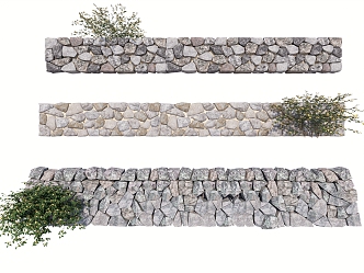 Outdoor stone wall beautiful country view wall 3d model