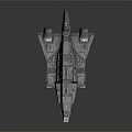 Detailed Sci-Fi Spaceship Model With Gray Exterior Complex Structure And Engine Details