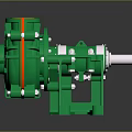 Green Mechanical Industrial Pump With Red Inner Part And Metal Bolts