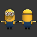 Cute Minion Dolls With Yellow Body Blue Overalls Black Spiky Hair Goggles And Outstretched Arms