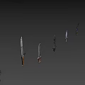 Collection of Five Unique Sword Weapons with Varied Handle and Blade Designs
