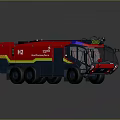 Large Red Fire Truck With Yellow And Blue Stripes Number 12 Fire Service Vehicle