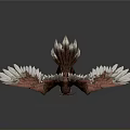Majestic Eagle With Spreading Wings And Red White Feathers On Gray Background