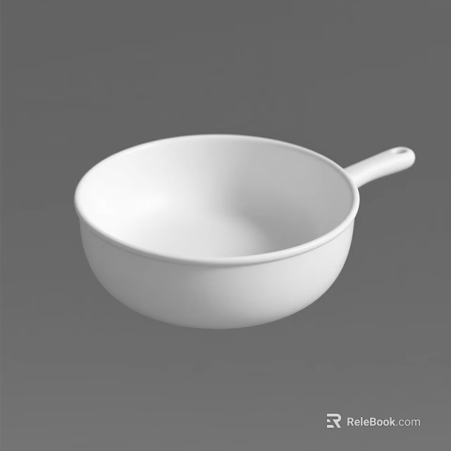 White Cooking Pan With Handle Essential Kitchen Appliance For Home Use 3d model 