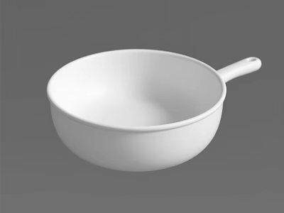 White Cooking Pan With Handle Essential Kitchen Appliance For Home Use 3d model