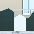 Kindergarten Building Design With Green And White House Shaped Structures Railing And Window