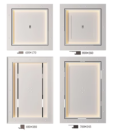 Modern Ceiling Design With Different Size Options And Recessed Lighting Features 3d model
