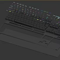 Ergonomic Black Computer Keyboard On Desk With Animated Monitor Screen