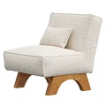 Beige Upholstered Accent Chair With Pillow And Curved Wooden Legs