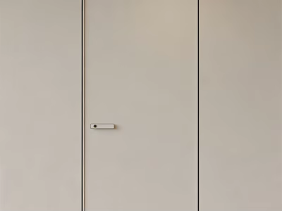 Light Beige Hinged Door With Sleek Design And Minimalist Metal Handle 3d model