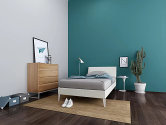 modern single bedding 3d model