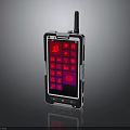 Industrial Handheld Terminal With Antenna And Red Icons On Touchscreen