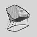 Modern Black Metal Leisure Chair with Sleek Mesh Design and Curved Frame