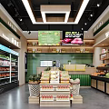 Fresh Fruit Store Interior With Colorful Fruit Displays Shelves And Digital Screens