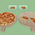Delicious Whole Pizza And Sliced Pieces On Wooden Trays With Green Plates And Fresh Bread