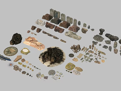 Diverse Wood And Stone Material Samples Showcasing Various Textures And Shapes 3d model