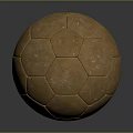 Vintage Brown Worn Football Featuring Hexagonal Pattern On Smooth Black Surface 3d model