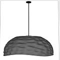 Modern Gray Metallic Pendant Light With Hammered Surface Hanging In Minimalist Interior Room