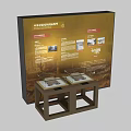 Traditional Chinese Culture Display Board With Exhibits In Wooden Cases And Information Panels