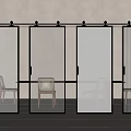 Modern Interior Sliding Doors with Black Frame Textured Frosted and Clear Glass for Room Partition